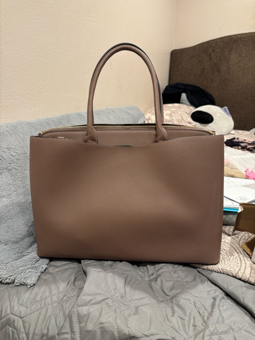 a new day Taupe Tote Handbag